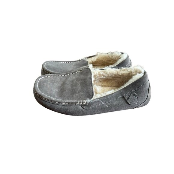 Fireside Dearfoams Gray Faux Fur Slippers Slip On NEW Size10 Suede Women's - Picture 1 of 6